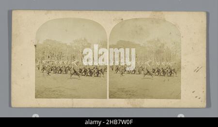 Marching French soldiers, anonymous, France, c. 1860 - c. 1880, cardboard, albumen print, height 85 mm × width 170 mm Stock Photo