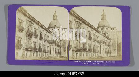 View of the Benedictine monastery of San Nicolò l'Arena in Catania, Sicily, Couvent des Bénédictins (coupole de l'église) a Catane (title on object), Jean Andrieu (mentioned on object), Catania, 1862 - 1876, cardboard, paper, albumen print, height 88 mm × width 176 mm Stock Photo