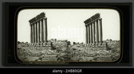 Pillars of the temple of Jupiter in Baalbek, Lebanon, Ruines du temple du Soleil, à Ba'lbek (Syria) (title on object), anonymous, Baalbek, 1860 - 1890, glass, slide, height 86 mm × width 170 mm Stock Photo