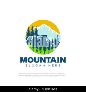 Mountain hill illustration, outdoor adventure.design template,symbol Stock Vector