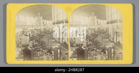 Austrian section in the Machinery Hall at the 1867 World's Fair, Galerie du Travail, section autrichienne (title on object), Exposition Universelle de 1867 (series title on object), Léon & Lévy (mentioned on object), Paris, 1867, cardboard, paper, albumen print, height 83 mm × width 172 mm Stock Photo