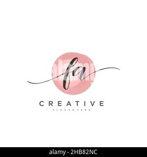 FA Initial Letter handwriting logo hand drawn template vector, logo for beauty, cosmetics, wedding, fashion and business art Stock Vector