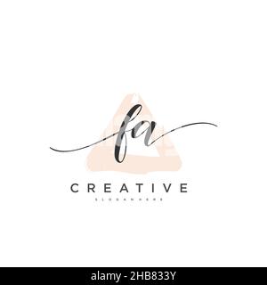 FA Initial Letter handwriting logo hand drawn template vector, logo for beauty, cosmetics, wedding, fashion and business art Stock Vector