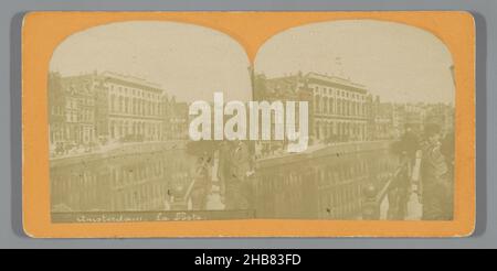 Nieuwezijds Voorburgwal with the Royal Post Office, Amsterdam, Amsterdam. La Poste (title on object), anonymous, Amsterdam, 1868 - 1884, cardboard, paper, albumen print, height 86 mm × width 173 mm Stock Photo