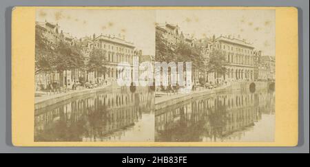 Nieuwezijds Voorburgwal with the Royal Post Office, Amsterdam, anonymous, Amsterdam, 1868 - 1884, cardboard, paper, albumen print, height 88 mm × width 179 mm Stock Photo