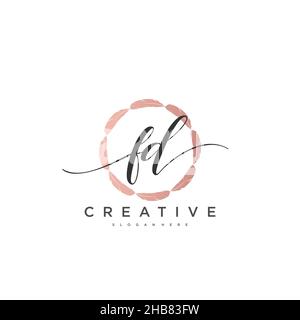 FD Initial Letter handwriting logo hand drawn template vector, logo for beauty, cosmetics, wedding, fashion and business art Stock Vector