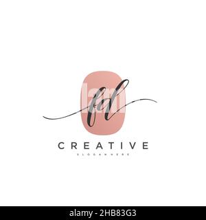 FD Initial Letter handwriting logo hand drawn template vector, logo for beauty, cosmetics, wedding, fashion and business art Stock Vector
