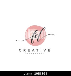 FD Initial Letter handwriting logo hand drawn template vector, logo for beauty, cosmetics, wedding, fashion and business art Stock Vector
