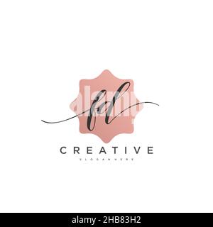 FD Initial Letter handwriting logo hand drawn template vector, logo for beauty, cosmetics, wedding, fashion and business art Stock Vector
