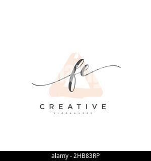 FE Initial Letter handwriting logo hand drawn template vector, logo for beauty, cosmetics, wedding, fashion and business art Stock Vector