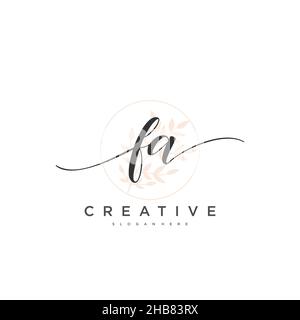 FA Initial Letter handwriting logo hand drawn template vector, logo for beauty, cosmetics, wedding, fashion and business art Stock Vector