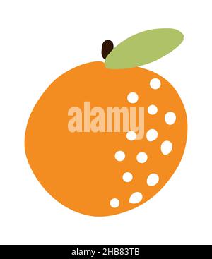 Orange fruit. Tropical doodle citrus. Vector exotic food icon Stock Vector