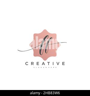 FF Initial Letter handwriting logo hand drawn template vector, logo for beauty, cosmetics, wedding, fashion and business art Stock Vector
