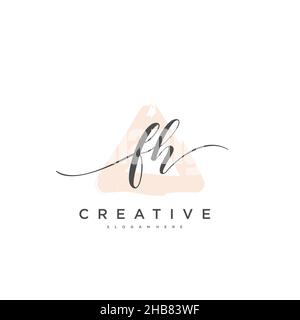 FH Initial Letter handwriting logo hand drawn template vector, logo for beauty, cosmetics, wedding, fashion and business art Stock Vector