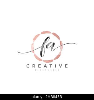 FA Initial Letter handwriting logo hand drawn template vector, logo for beauty, cosmetics, wedding, fashion and business art Stock Vector