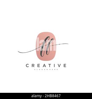 FF Initial Letter handwriting logo hand drawn template vector, logo for beauty, cosmetics, wedding, fashion and business art Stock Vector