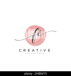 FE Initial Letter handwriting logo hand drawn template vector, logo for beauty, cosmetics, wedding, fashion and business art Stock Vector