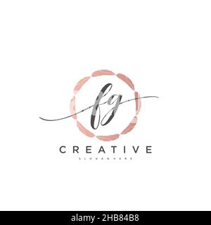 FG Initial Letter handwriting logo hand drawn template vector, logo for beauty, cosmetics, wedding, fashion and business art Stock Vector