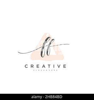FF Initial Letter handwriting logo hand drawn template vector, logo for beauty, cosmetics, wedding, fashion and business art Stock Vector