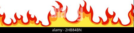 Seamless fire flame. Cartoon orange bonfire effect. Vector template Stock Vector