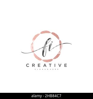 FI Initial Letter handwriting logo hand drawn template vector, logo for beauty, cosmetics, wedding, fashion and business art Stock Vector