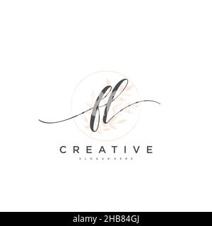 FL Initial Letter handwriting logo hand drawn template vector, logo for beauty, cosmetics, wedding, fashion and business art Stock Vector