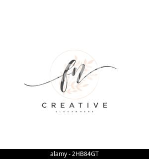 FN Initial Letter handwriting logo hand drawn template vector, logo for beauty, cosmetics, wedding, fashion and business art Stock Vector