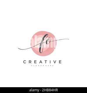 FO Initial Letter handwriting logo hand drawn template vector, logo for beauty, cosmetics, wedding, fashion and business art Stock Vector