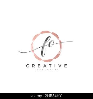 FO Initial Letter handwriting logo hand drawn template vector, logo for beauty, cosmetics, wedding, fashion and business art Stock Vector