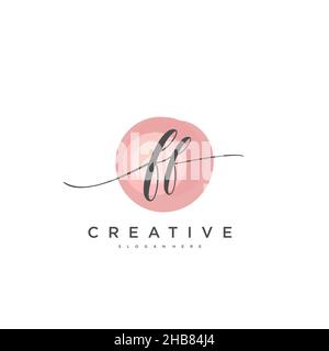 FF Initial Letter handwriting logo hand drawn template vector, logo for beauty, cosmetics, wedding, fashion and business art Stock Vector