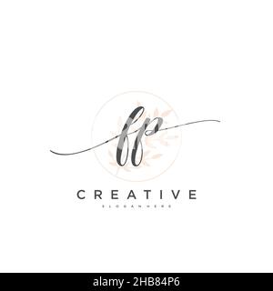 FP Initial Letter handwriting logo hand drawn template vector, logo for beauty, cosmetics, wedding, fashion and business art Stock Vector