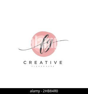 FG Initial Letter handwriting logo hand drawn template vector, logo for beauty, cosmetics, wedding, fashion and business art Stock Vector