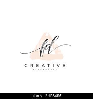FD Initial Letter handwriting logo hand drawn template vector, logo for beauty, cosmetics, wedding, fashion and business art Stock Vector