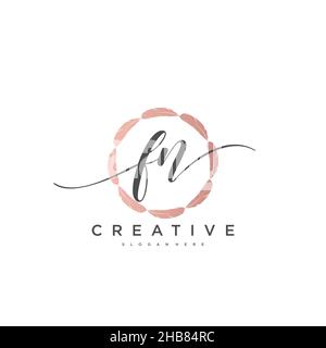 FN Initial Letter handwriting logo hand drawn template vector, logo for beauty, cosmetics, wedding, fashion and business art Stock Vector