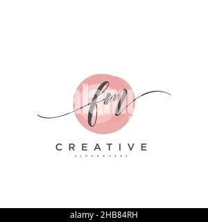 FM Initial Letter handwriting logo hand drawn template vector, logo for beauty, cosmetics, wedding, fashion and business art Stock Vector