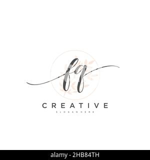 FQ Initial Letter handwriting logo hand drawn template vector, logo for beauty, cosmetics, wedding, fashion and business art Stock Vector