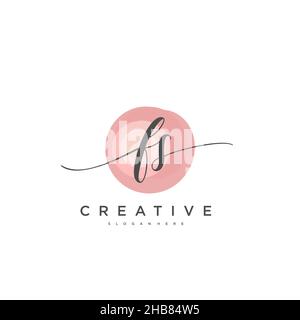 FS Initial Letter handwriting logo hand drawn template vector, logo for beauty, cosmetics, wedding, fashion and business art Stock Vector