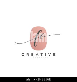 FO Initial Letter handwriting logo hand drawn template vector, logo for beauty, cosmetics, wedding, fashion and business art Stock Vector