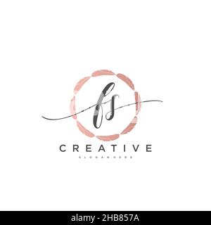 FS Initial Letter handwriting logo hand drawn template vector, logo for beauty, cosmetics, wedding, fashion and business art Stock Vector