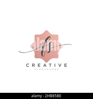 FS Initial Letter handwriting logo hand drawn template vector, logo for beauty, cosmetics, wedding, fashion and business art Stock Vector