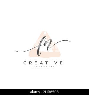 FN Initial Letter handwriting logo hand drawn template vector, logo for beauty, cosmetics, wedding, fashion and business art Stock Vector