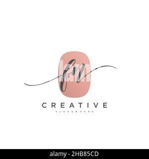 FN Initial Letter handwriting logo hand drawn template vector, logo for beauty, cosmetics, wedding, fashion and business art Stock Vector