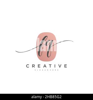 FQ Initial Letter handwriting logo hand drawn template vector, logo for beauty, cosmetics, wedding, fashion and business art Stock Vector