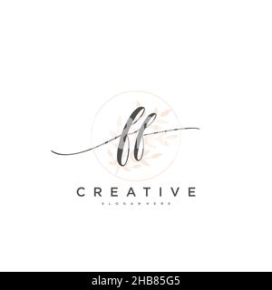 FF Initial Letter handwriting logo hand drawn template vector, logo for beauty, cosmetics, wedding, fashion and business art Stock Vector