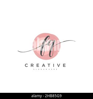 FQ Initial Letter handwriting logo hand drawn template vector, logo for beauty, cosmetics, wedding, fashion and business art Stock Vector