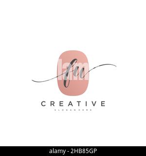 FW Initial Letter handwriting logo hand drawn template vector, logo for beauty, cosmetics, wedding, fashion and business art Stock Vector