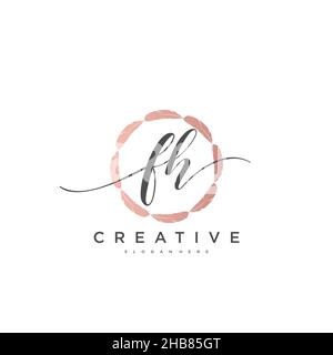 FH Initial Letter handwriting logo hand drawn template vector, logo for beauty, cosmetics, wedding, fashion and business art Stock Vector
