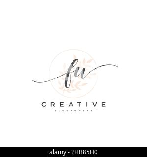 FW Initial Letter handwriting logo hand drawn template vector, logo for beauty, cosmetics, wedding, fashion and business art Stock Vector