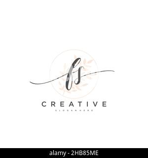 FS Initial Letter handwriting logo hand drawn template vector, logo for beauty, cosmetics, wedding, fashion and business art Stock Vector