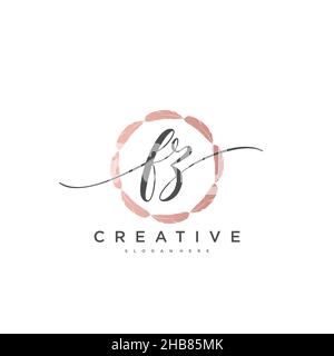 FZ Initial Letter handwriting logo hand drawn template vector, logo for beauty, cosmetics, wedding, fashion and business art Stock Vector